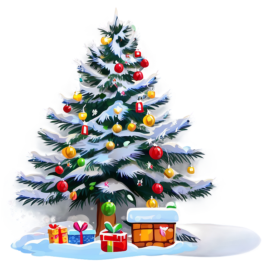 Snowy Arbol De Navidad Scene Png Gad52 PNG Image