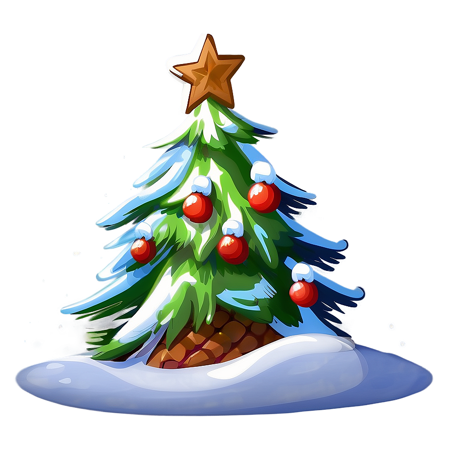 Snowy Cartoon Christmas Tree Png Iap PNG Image