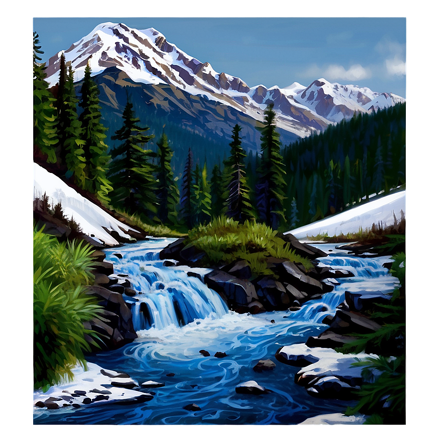 Snowy Cascade Mountains Png Qvw31 PNG Image