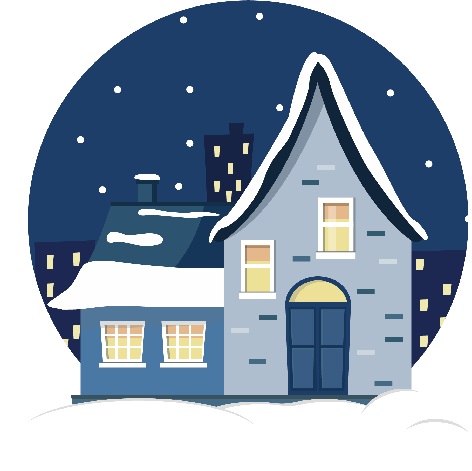 Snowy Christmas Eve Scene PNG Image