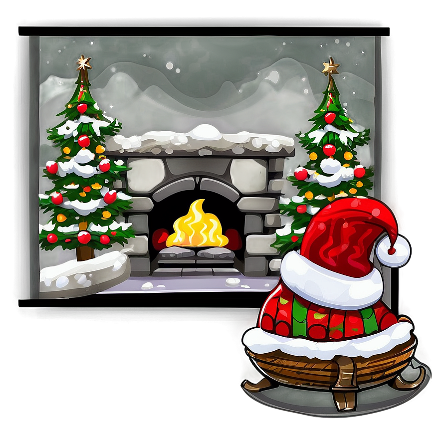 Snowy Christmas Fireplace Png Ecx64 PNG Image