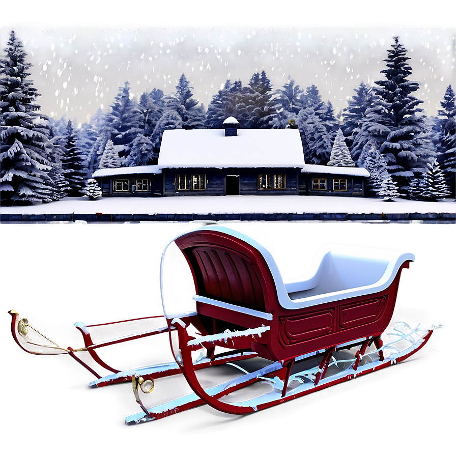 Snowy Christmas Sleigh Scene Png 26 PNG Image