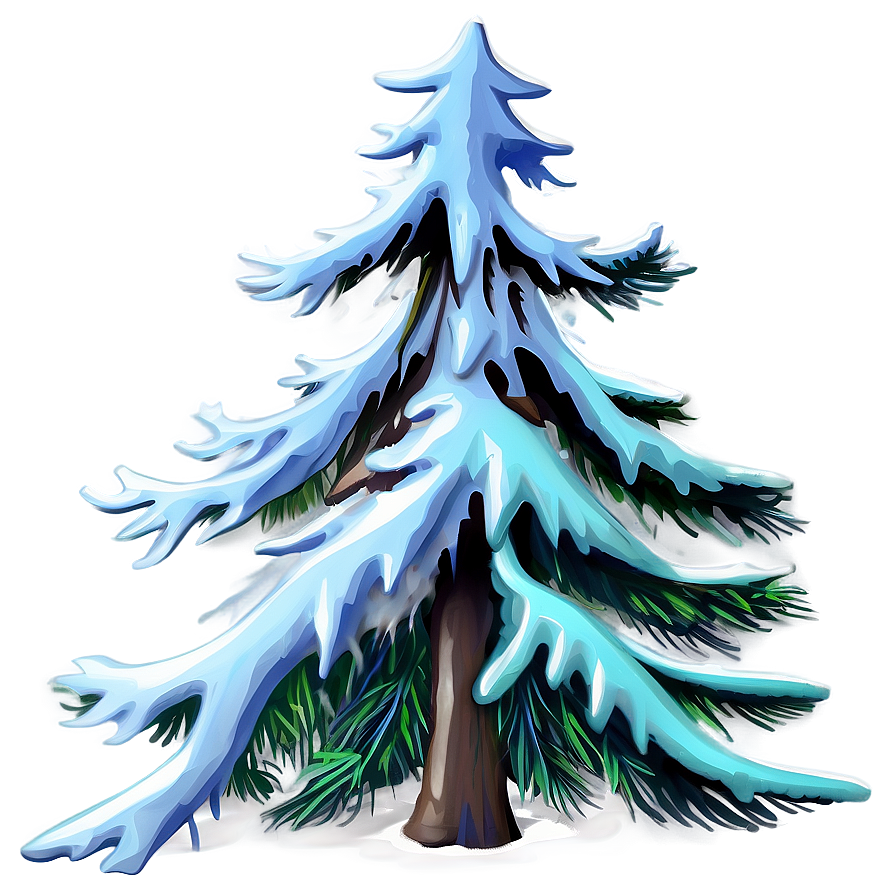 Snowy Christmas Tree Art Png Kml PNG Image