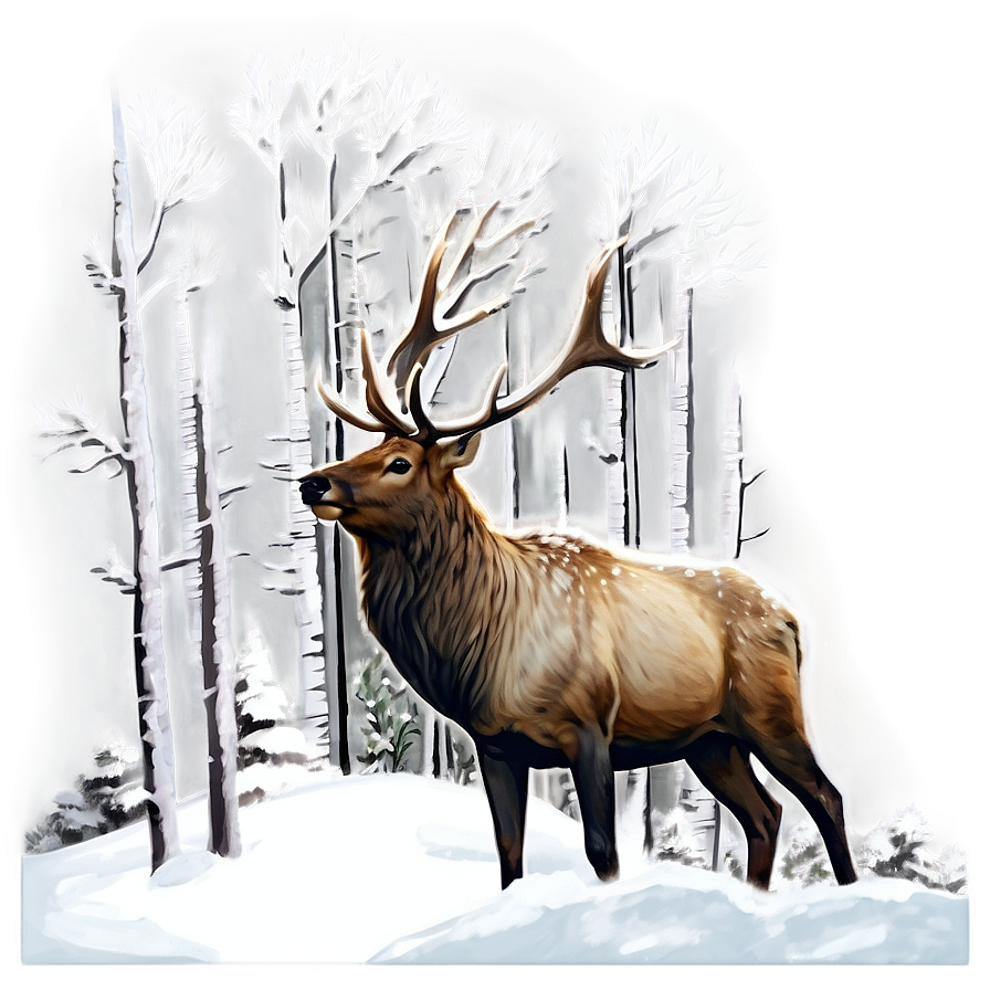 Snowy Elk Scene Png 28 PNG Image