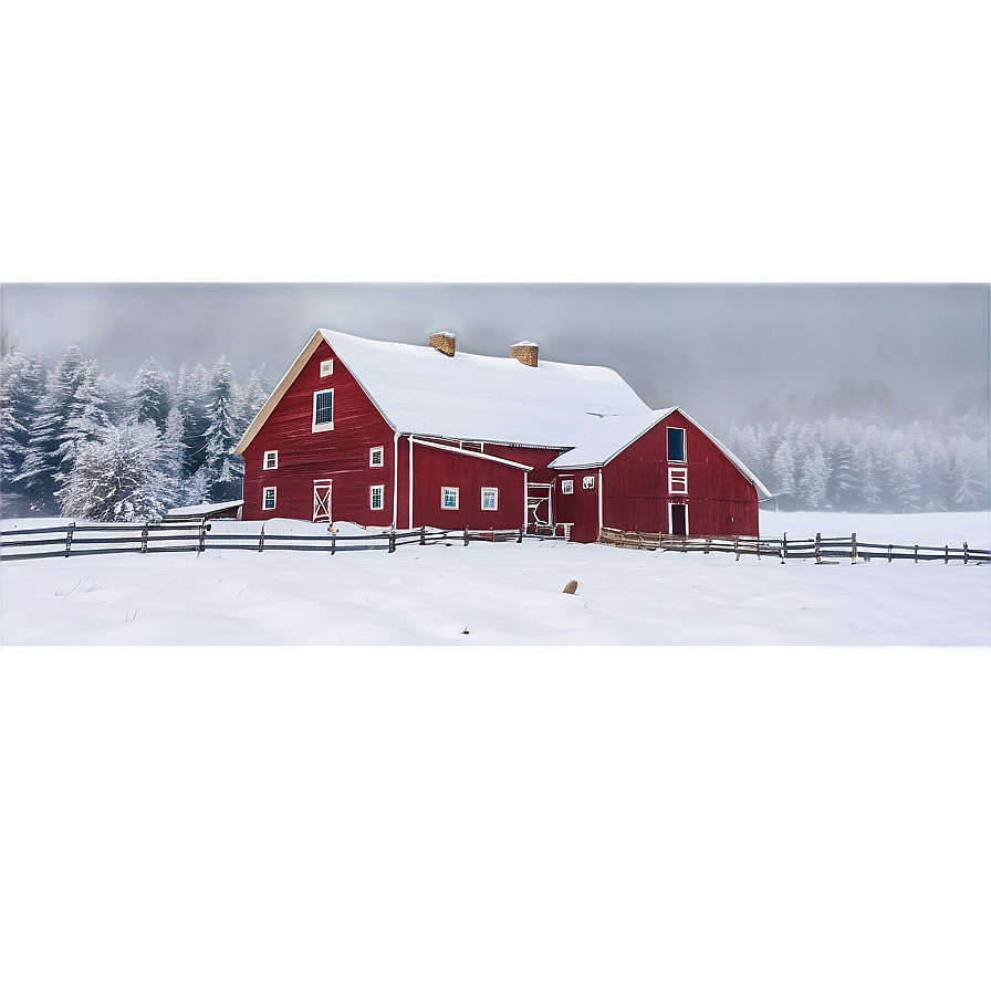 Snowy Farmhouse Morning Png Fko7 PNG Image