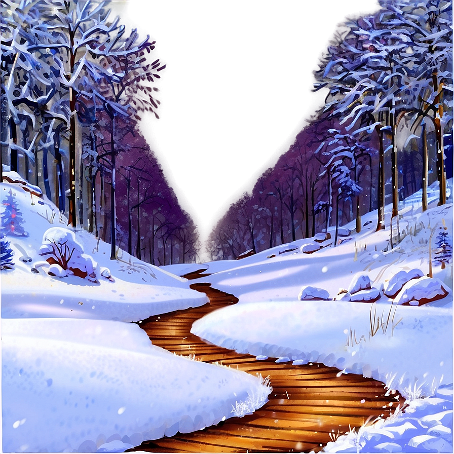 Snowy Footprints Path Png 6 PNG Image