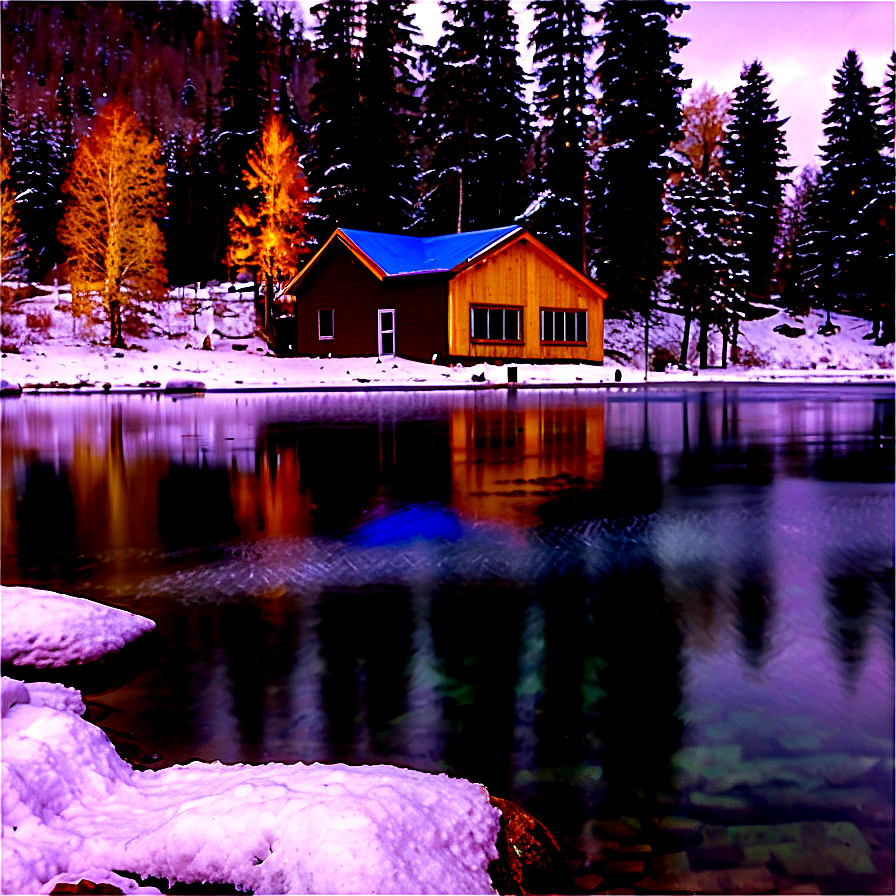 Snowy Lakeside View Png Wiu94 PNG Image