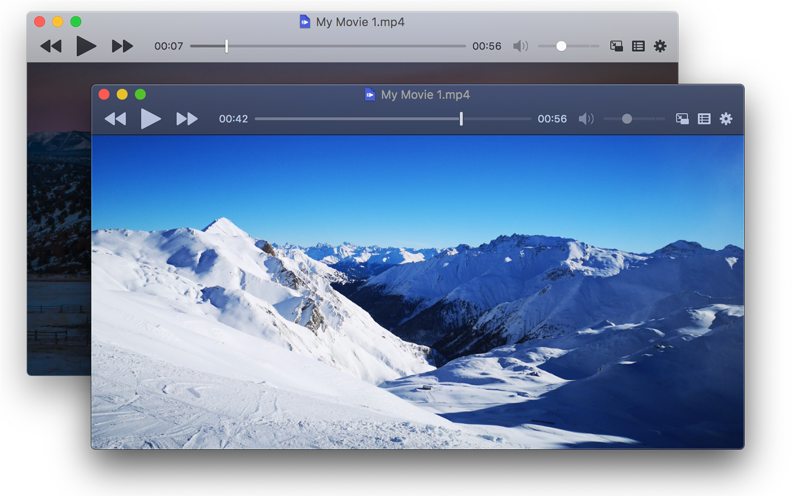 Snowy Mountain Peaks Video Player PNG Image