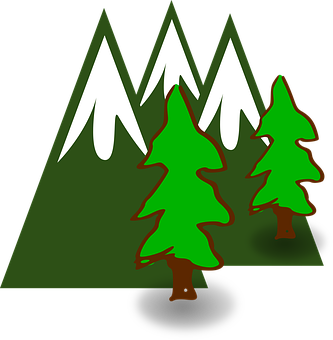 Snowy_ Mountain_ Peaks_with_ Pine_ Trees_ Vector PNG Image