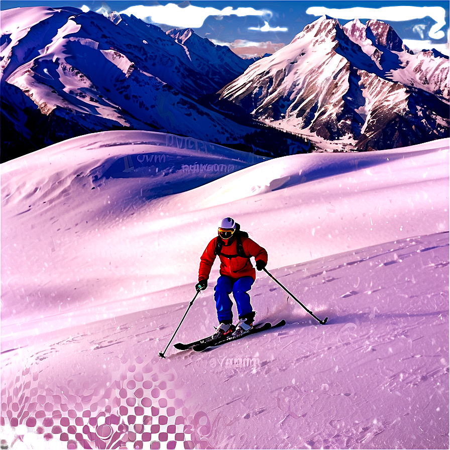 Snowy Mountain Skiing Png Dkc PNG Image