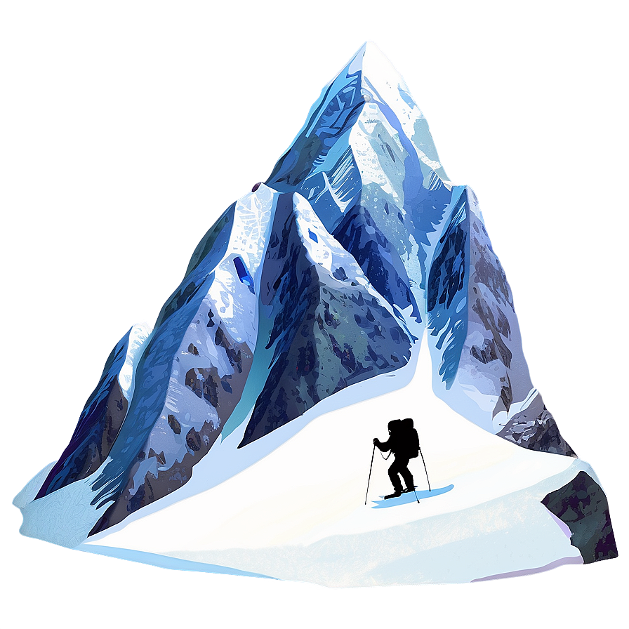 Snowy Mountain With Hikers Png Ofo PNG Image