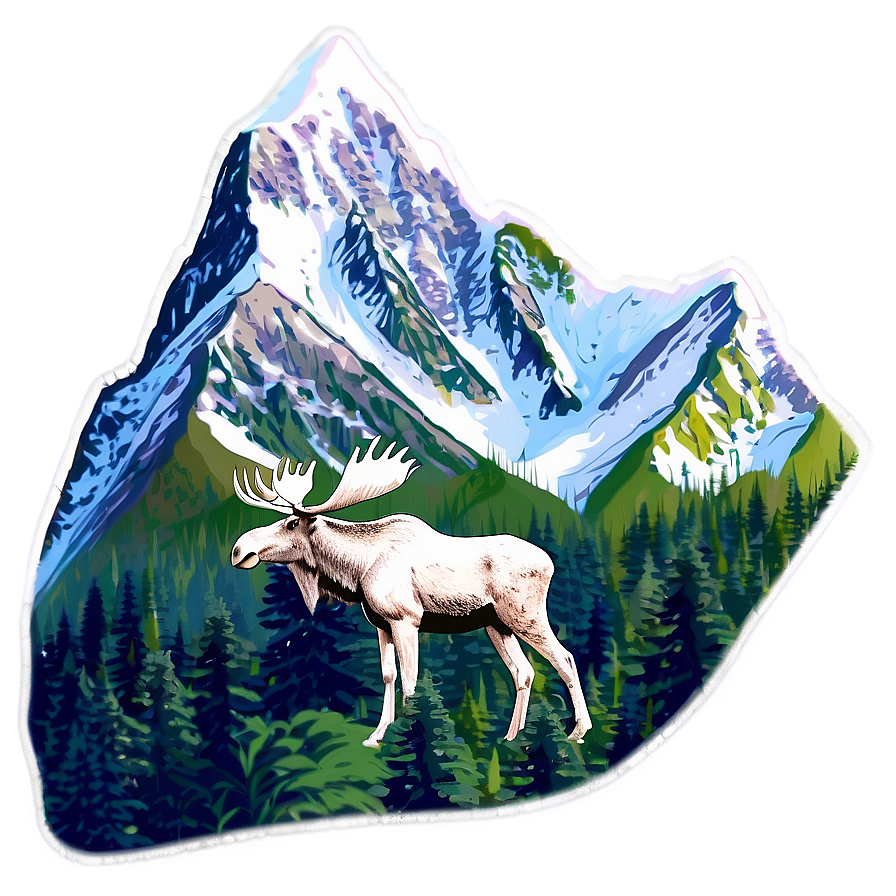 Snowy Mountain With Moose Png Gym40 PNG Image