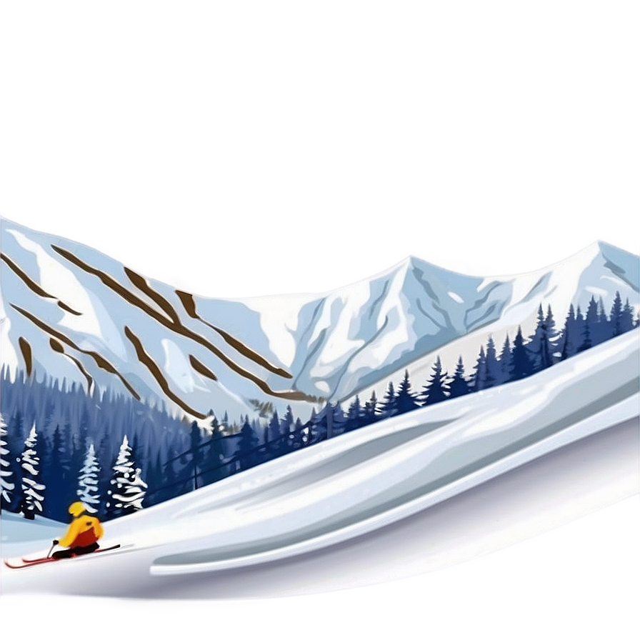 Snowy Mountain With Ski Slopes Png Muv PNG Image