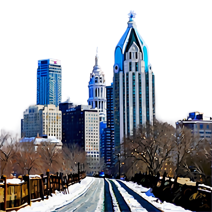 Snowy Philadelphia Skyline Winter Scene Png Gbk PNG Image