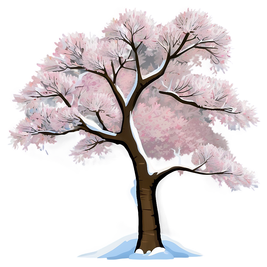 Snowy Sakura Tree In Winter Png Aos PNG Image