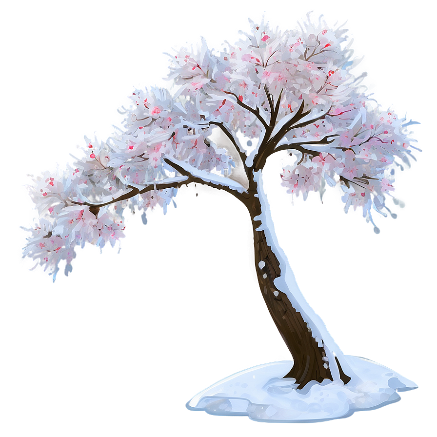 Snowy Sakura Tree In Winter Png Ppe55 PNG Image