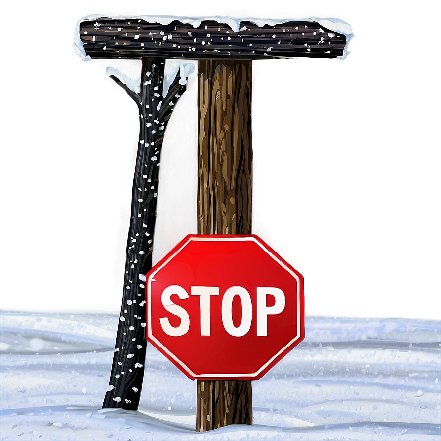 Snowy Stop Sign Png Gwq80 PNG Image