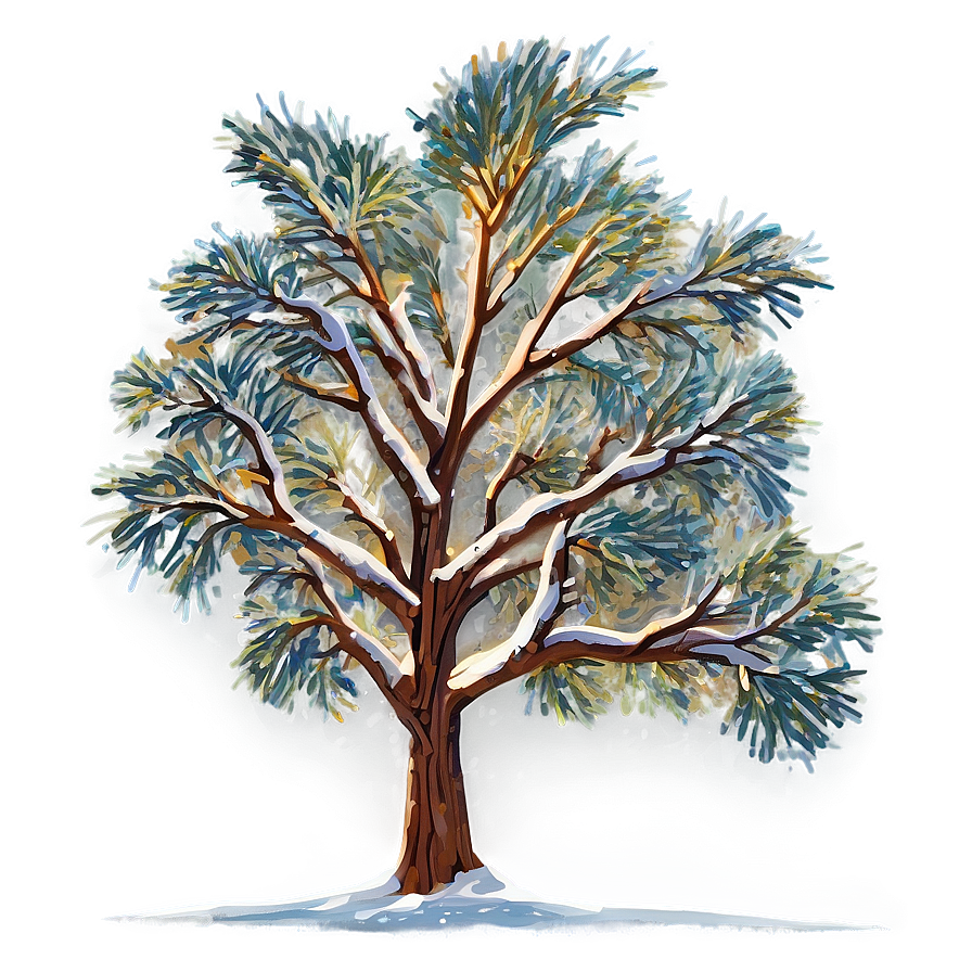 Snowy Tree Sunset Png Dsr PNG Image