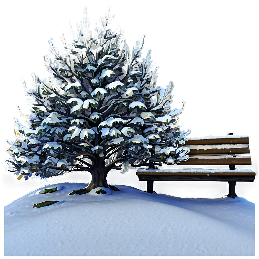 Snowy Tree With Bench Png Fwf46 PNG Image