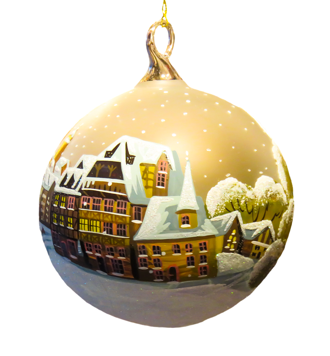 Snowy Village Christmas Ornament PNG Image