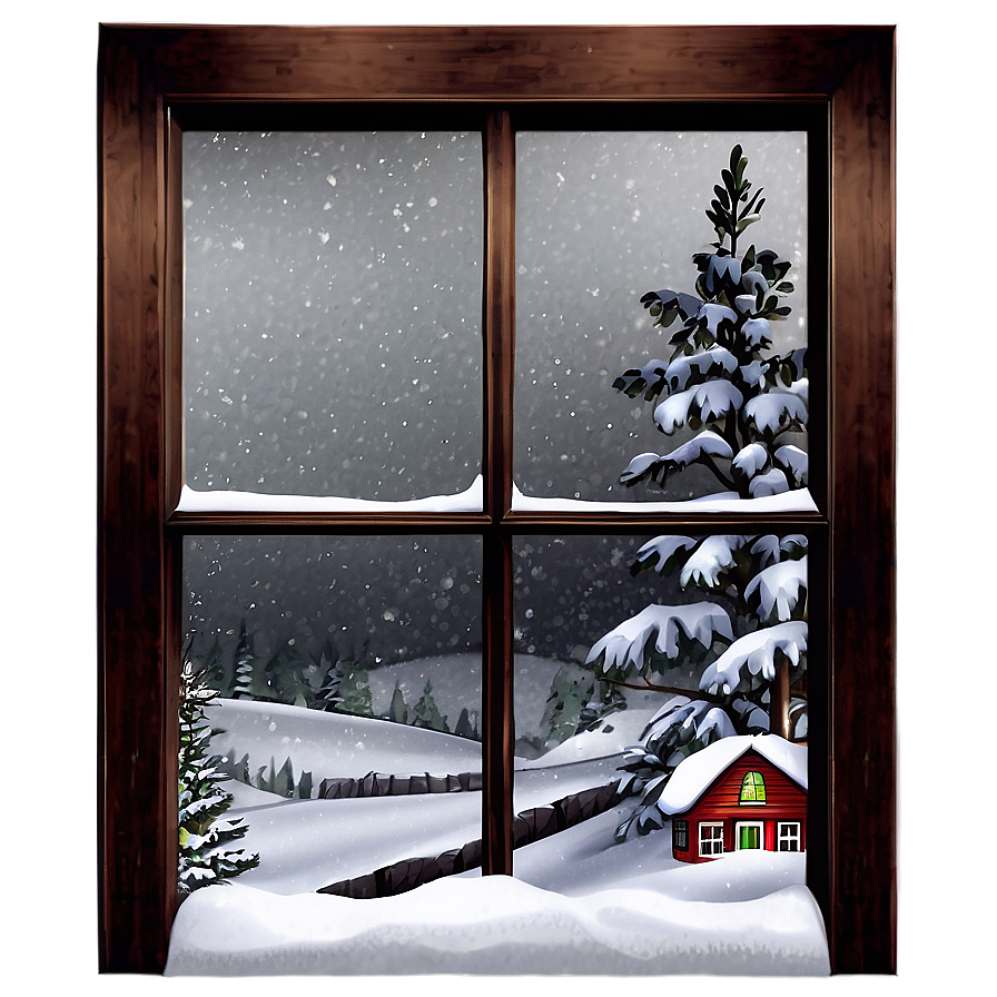 Snowy Window Christmas Scene Png 92 PNG Image