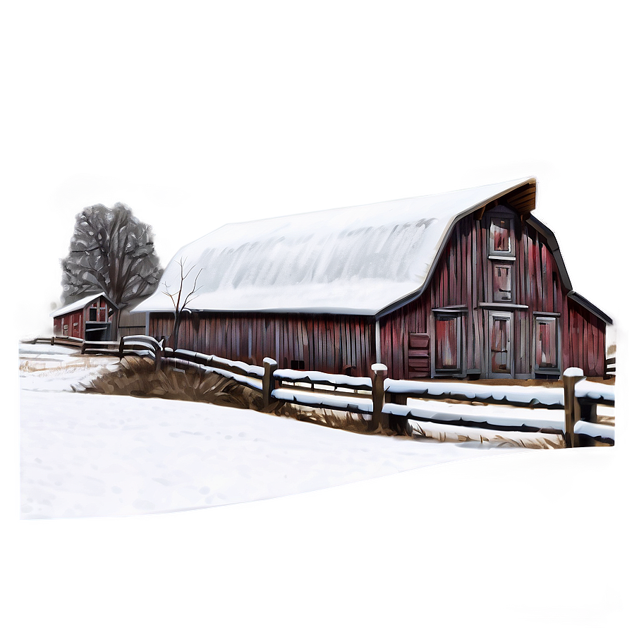 Snowy Winter Barn Png Kfb PNG Image