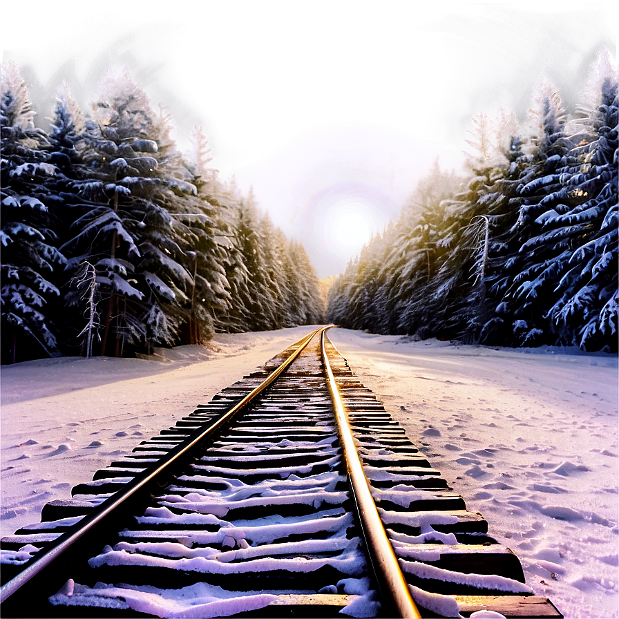 Snowy Winter Scene Railroad Tracks Png 84 PNG Image