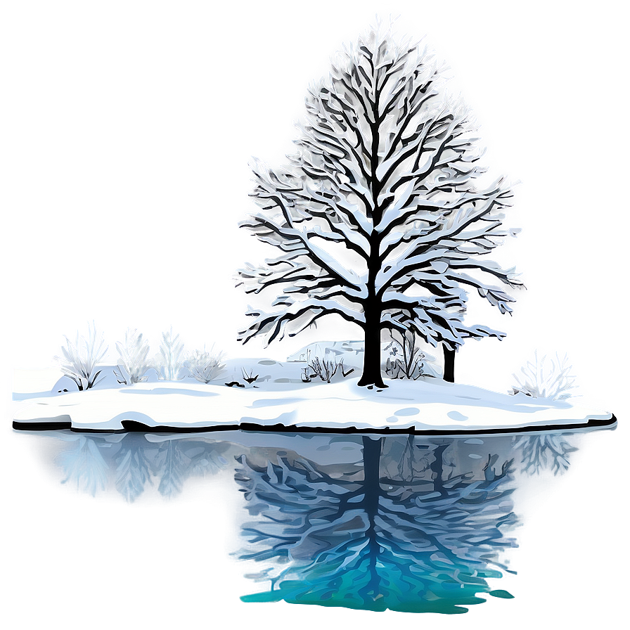 Snowy Winter Trees And River Png Bpi87 PNG Image