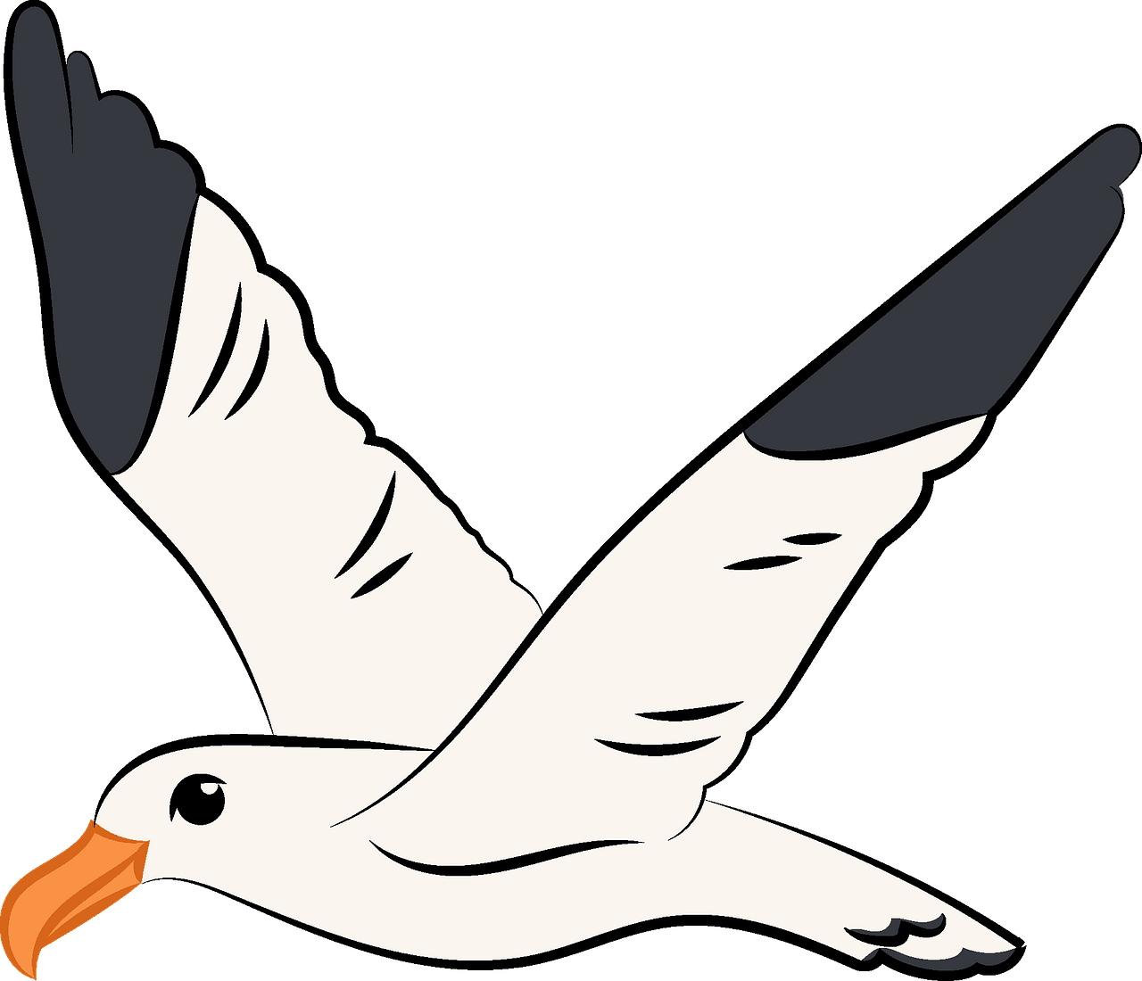 Soaring Seagull Illustration PNG Image