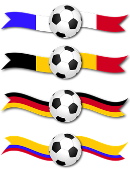 Soccer Balls With Ribbons PNG Image