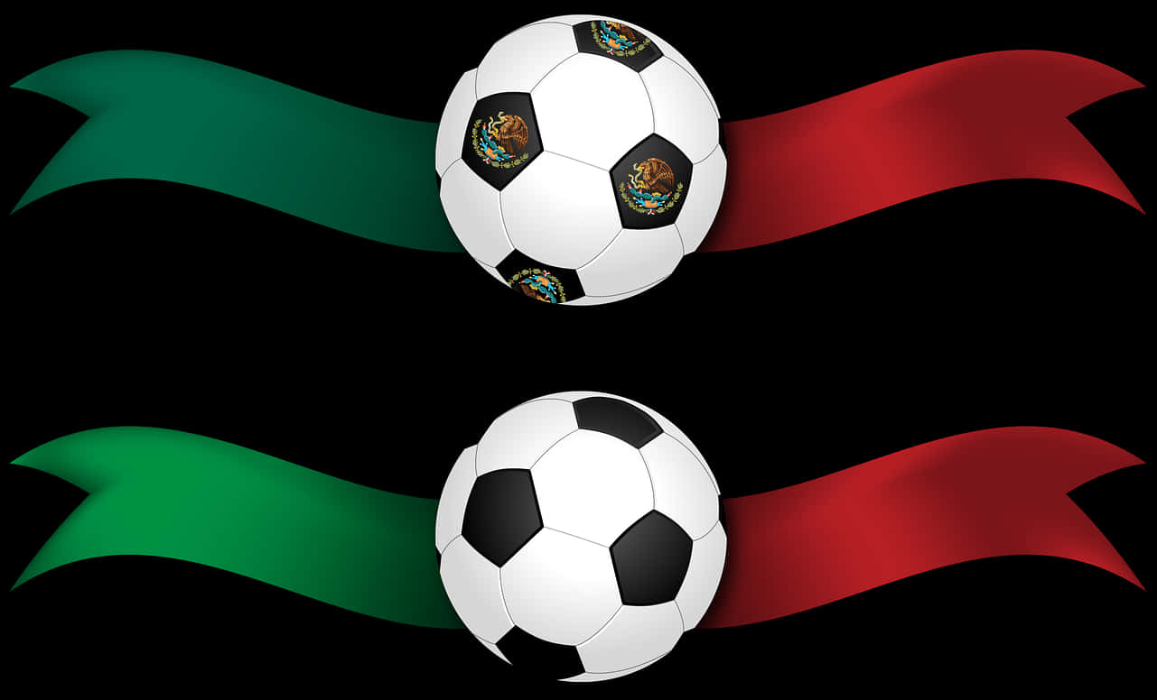 Soccer Ballswith Colorful Ribbons PNG Image