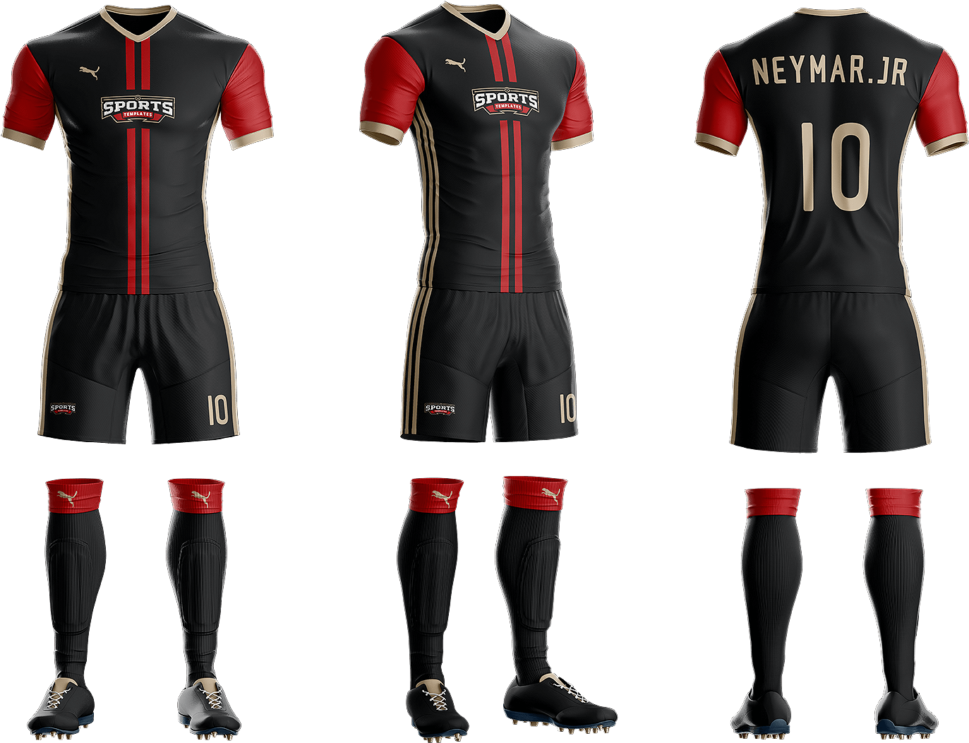 Soccer Kit Mockup Neymar Jr10 PNG Image