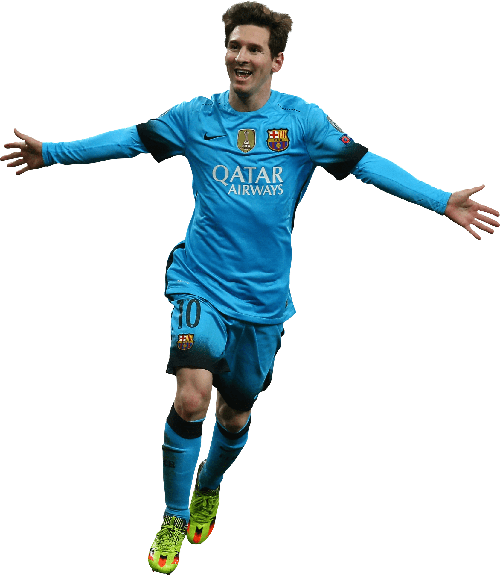 Soccer_ Player_ Celebration_in_ Blue_ Kit PNG Image