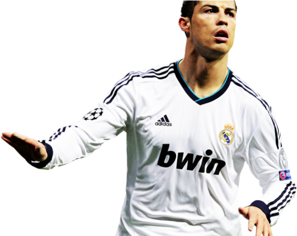 Soccer_ Player_in_ Real_ Madrid_ Kit PNG Image