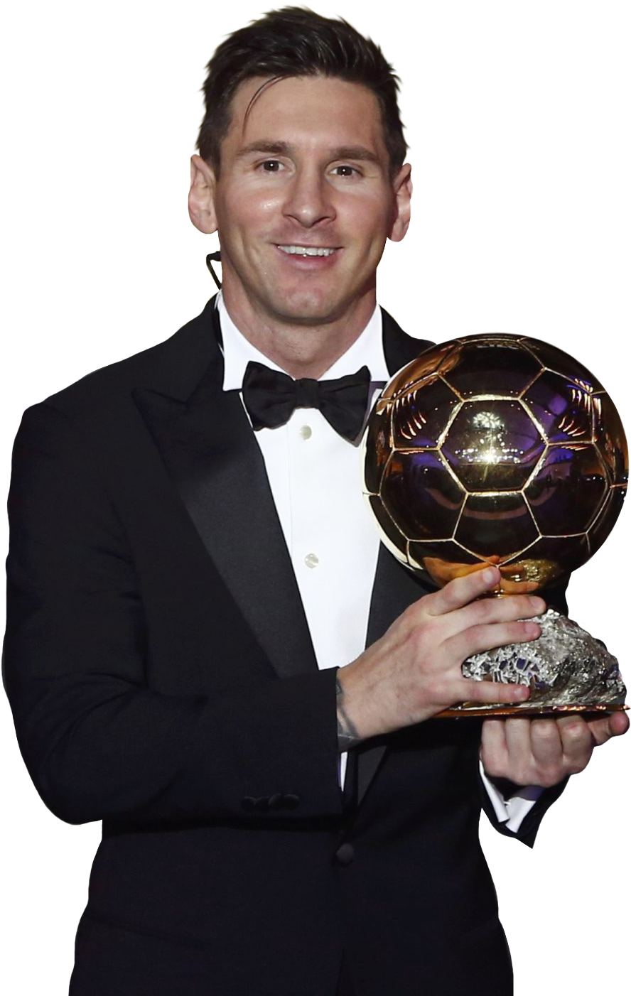 Soccer Star With Golden Ball Award PNG Image