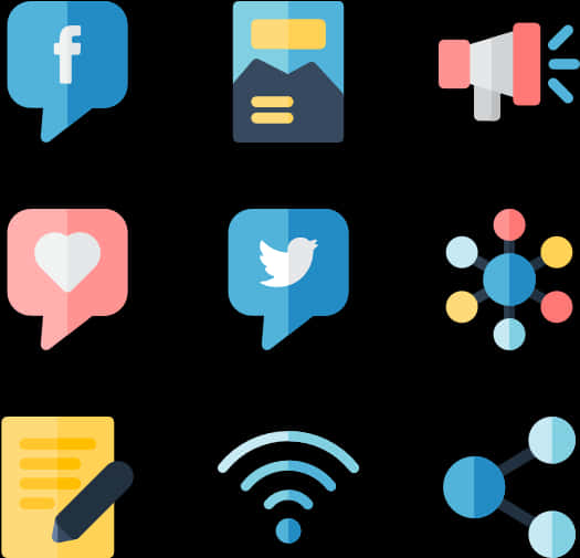 Social Media Communication Icons PNG Image