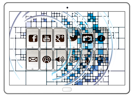 Social Media Connectivity Tablet PNG Image