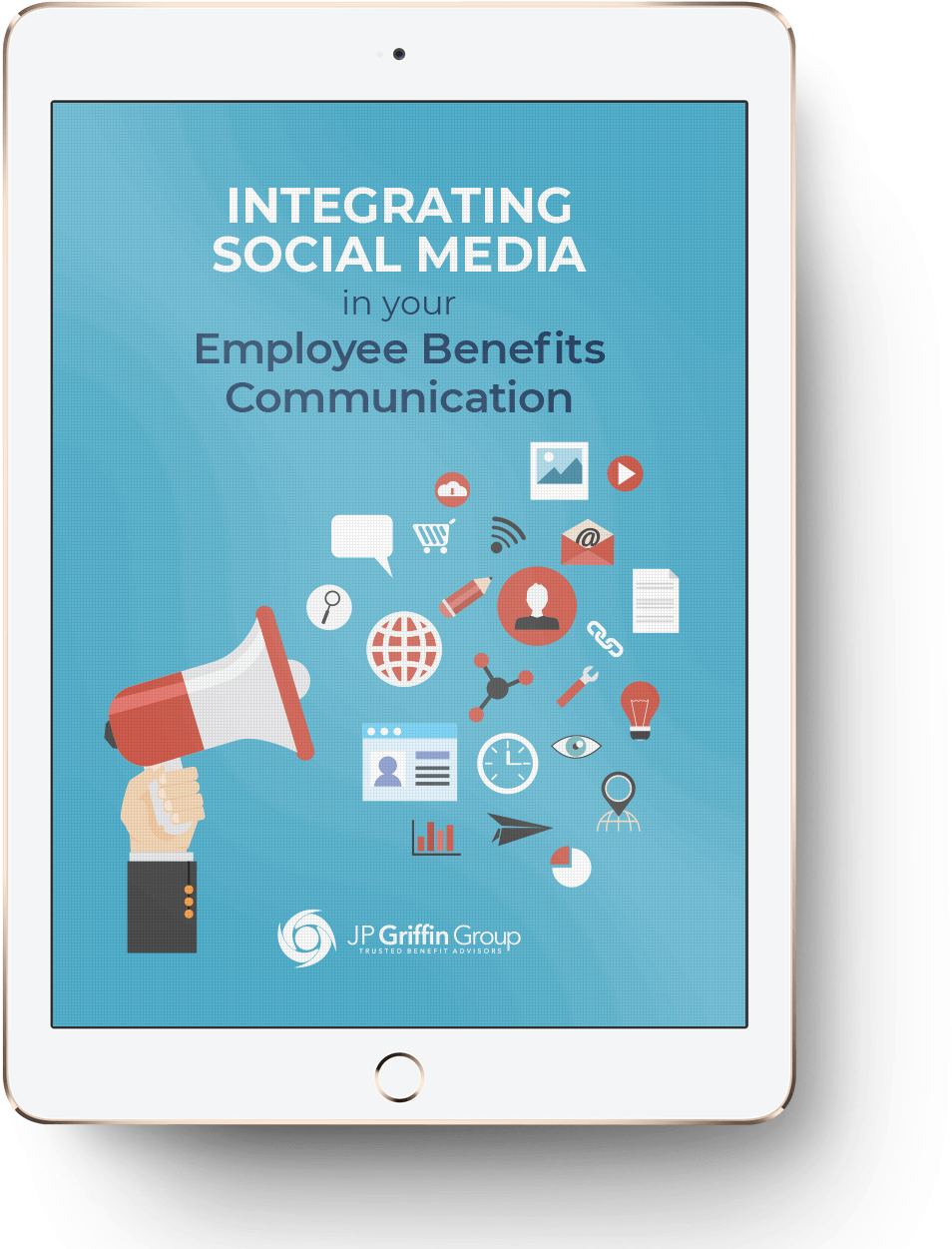 Social Media Employee Benefits Communication Tablet PNG Image