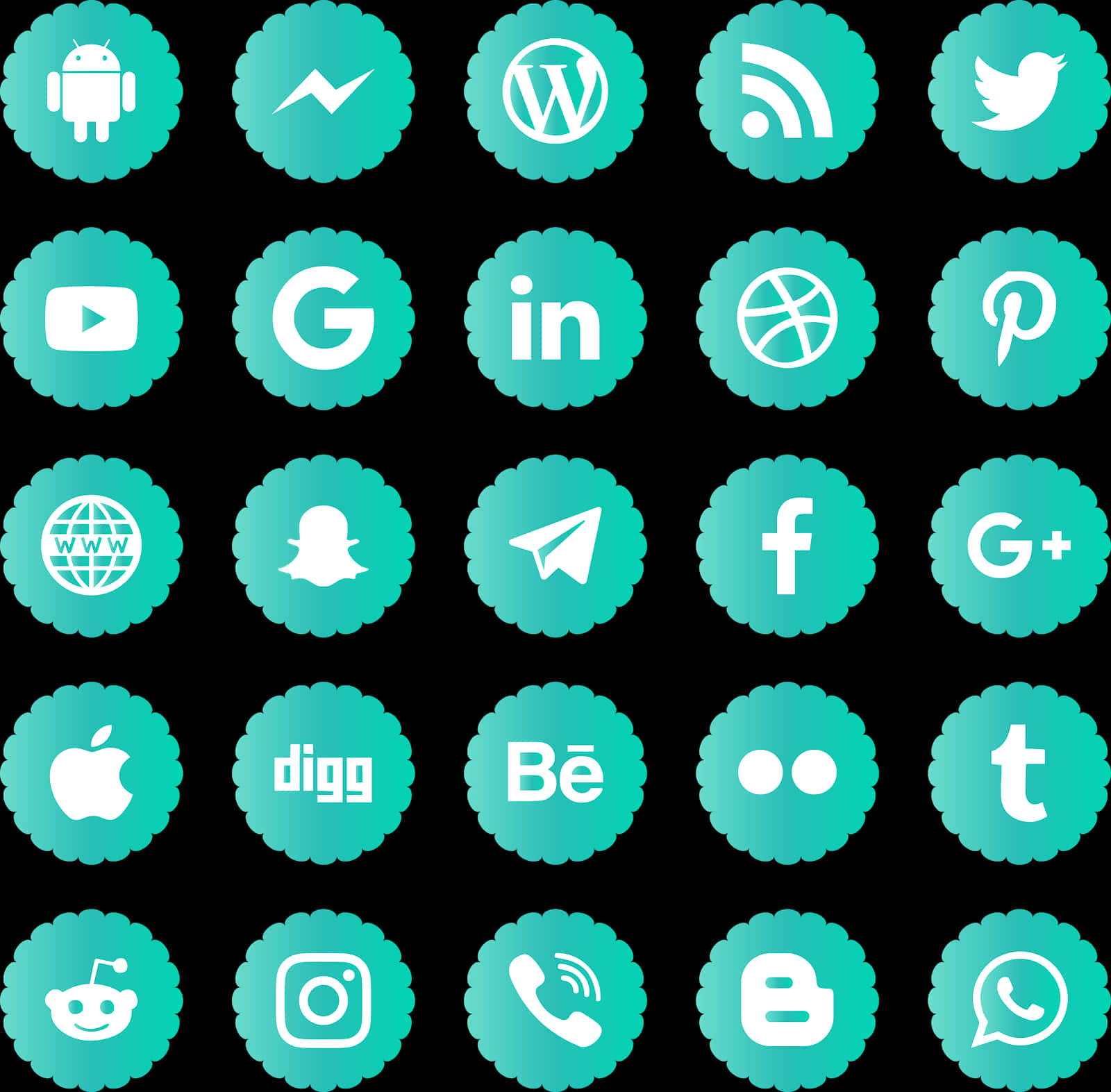 Social Media Icons Collection PNG Image