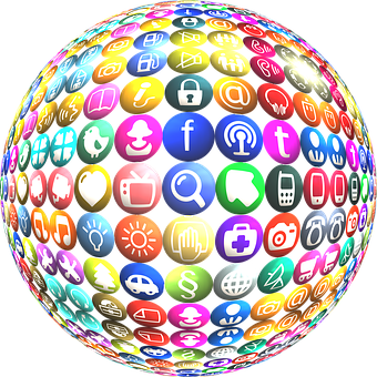 Social Media Icons Globe PNG Image