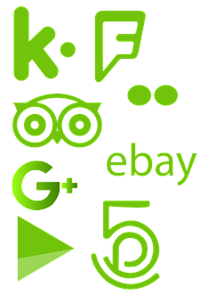 Social Media Icons Green Background PNG Image