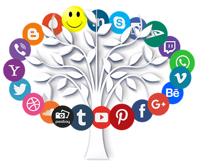 Social Media Tree Concept PNG Image