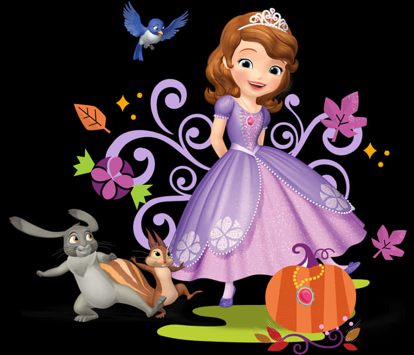 Sofia The First With Animal Friends PNG Image