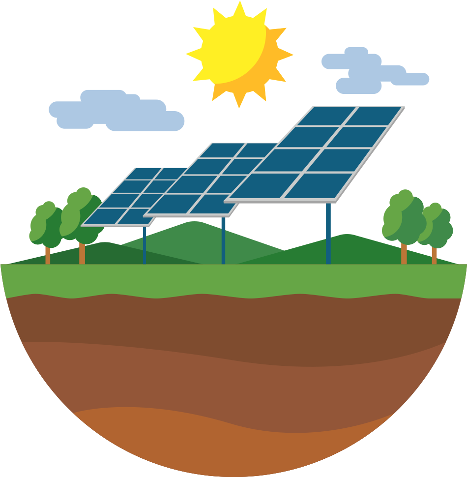 Solar Panelson Green Hill PNG Image