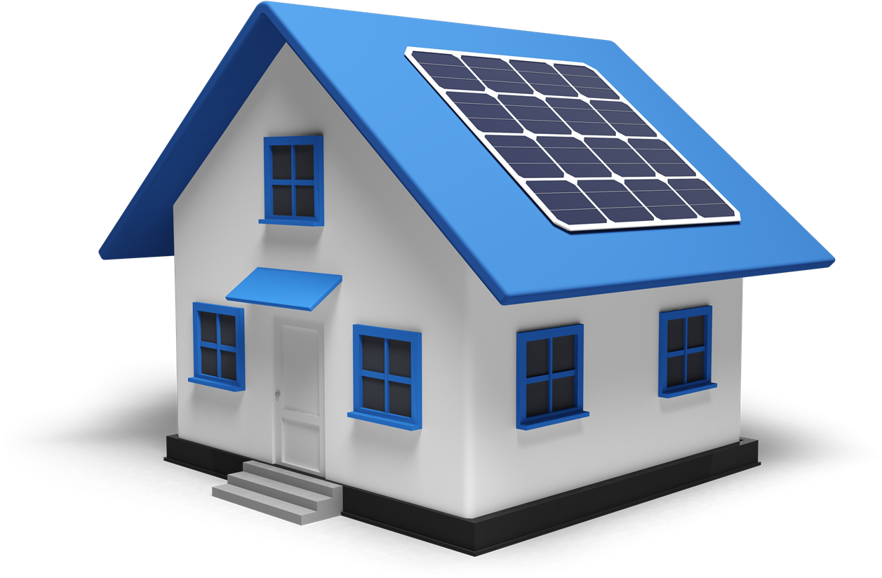 Solar Powered Home Model PNG Image