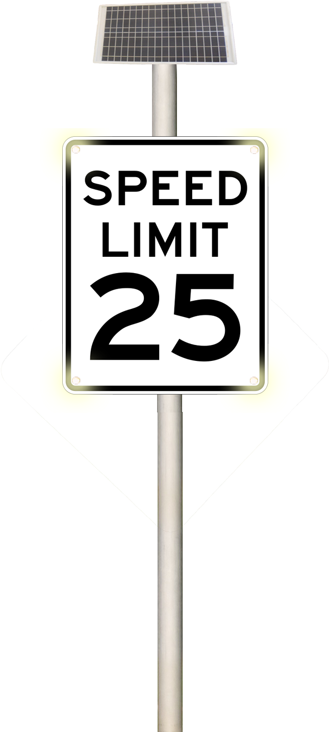 Solar Powered Speed Limit25 Sign PNG Image