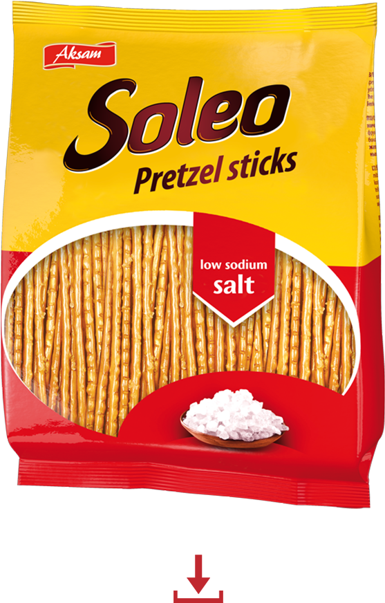 Soleo Pretzel Sticks Low Sodium Salt Package PNG Image