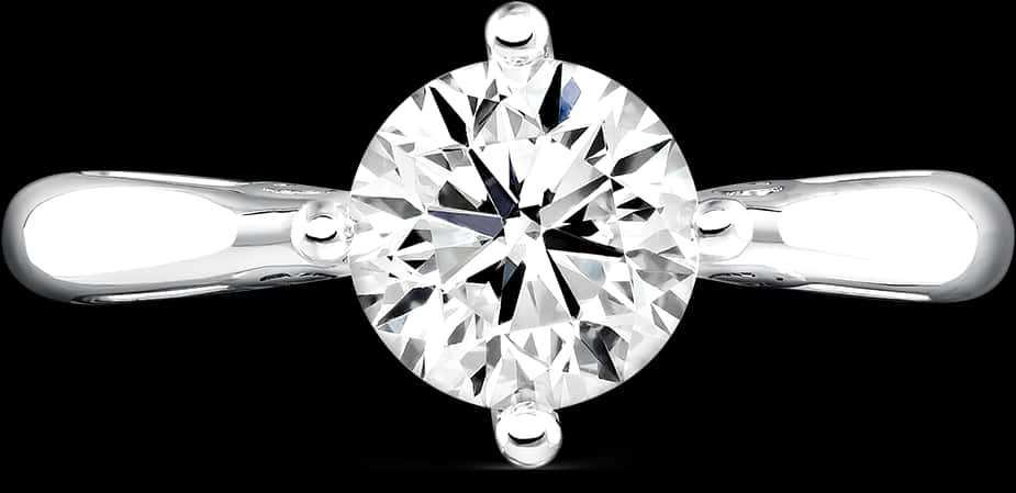 Solitaire Diamond Engagement Ring PNG Image