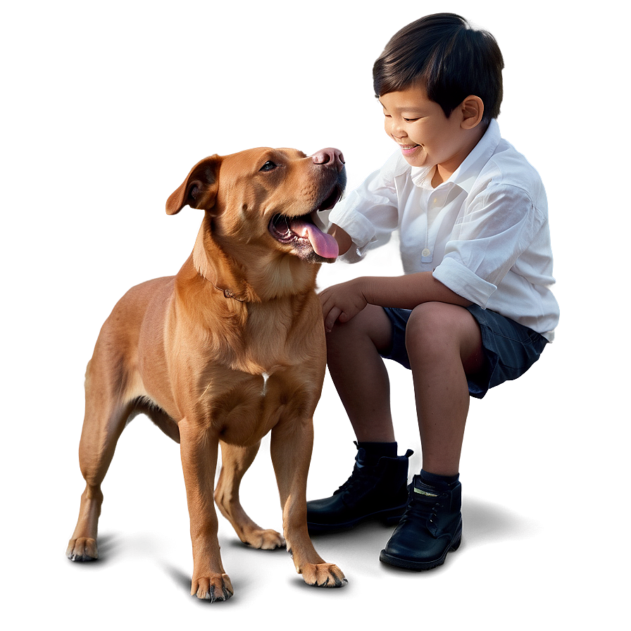 Son And Pet Dog Friendship Png 7 PNG Image