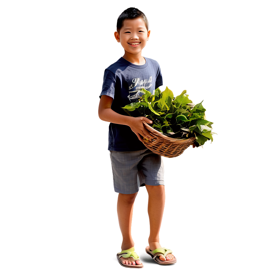 Son Collecting Leaves Png Rqg PNG Image